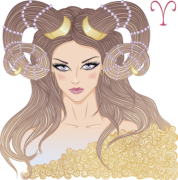 Astrological sign of Aries as a beautiful girl Drawing by Enona