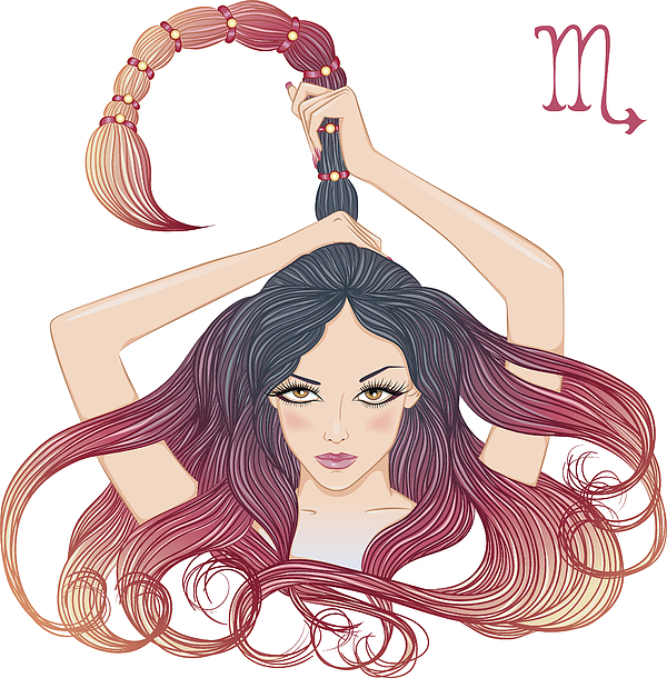 Astrological sign of Scorpio as a beautiful girl Drawing by Enona