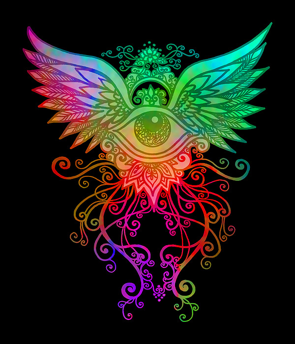 Ethereal Winged Eye - digital colour Digital Art by Katherine Nutt
