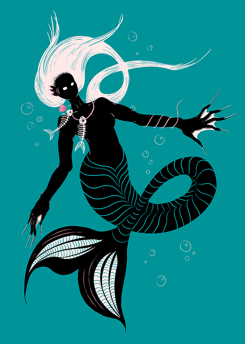 Gothic Mermaid Dark Fantasy Sea Creature Digital Art by Boriana Giormova
