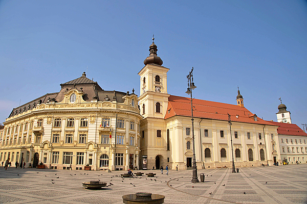 Great Square, one of the three beautiful squares in the historical center of the upper town of Sibiu, Romania Photograph by Sebastian Condrea
