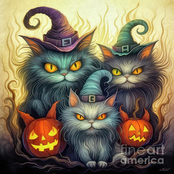 Halloween Cat Monsters Digital Art by Jutta Maria Pusl