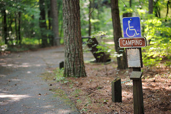 Handicapped camping sign in campground Photograph by Sshepard