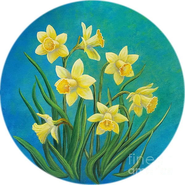 Harbingers of Spring, Round Design Painting by Sarah Irland