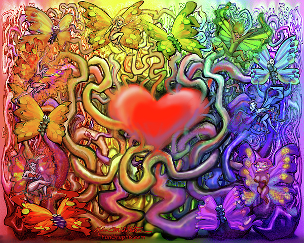 Interconnected Rainbow Valentines Metaphor Digital Art by Kevin Middleton