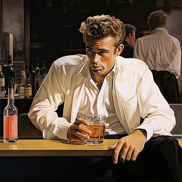 Cool Painting - James Dean in the bar by My Head Cinema