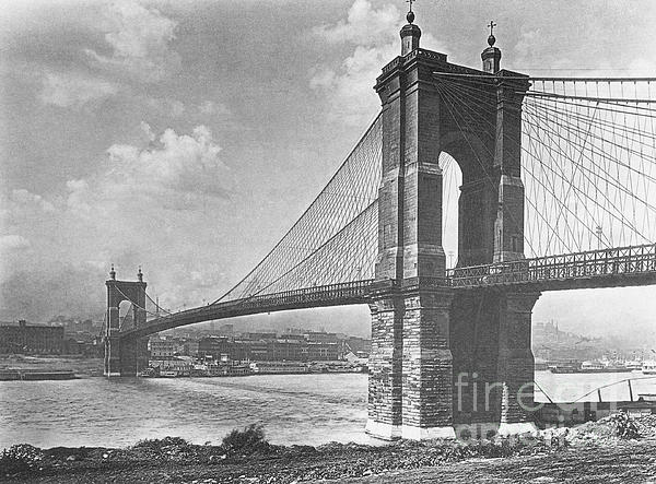 John A. Roebling Suspension Bridge, c1883 Photograph by Granger