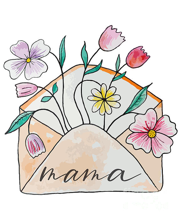 Nature Drawing - Mama And Babe Flower Mommy And Me Mom And Baby Gift For Mom Mothers Day Gift New Mom Shirt, Matching by Mounir Khalfouf