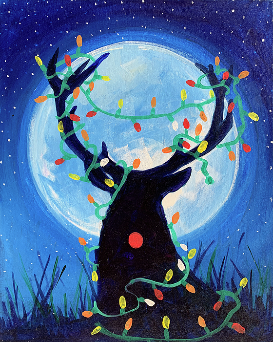 Merry Deer Painting by Michele Fritz