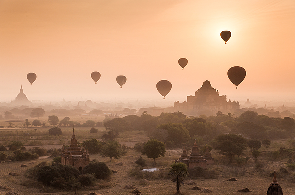 Myanmar - Misty dawn over ancient Bagan Photograph by 117 Imagery