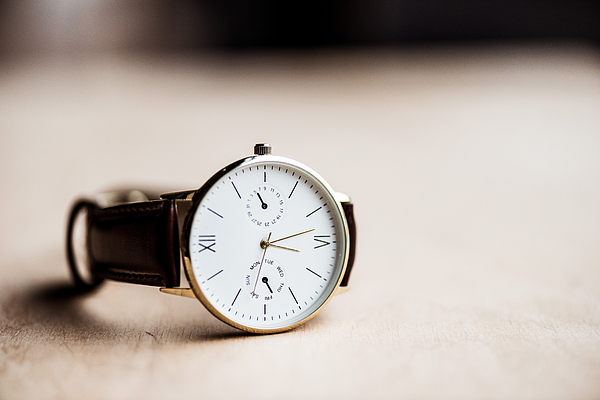 One Modern Watch On Wooden Table Photograph by LightFieldStudios