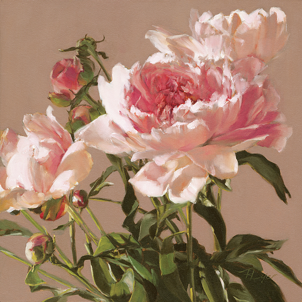 Pink Peonies Painting by Roxanne Dyer