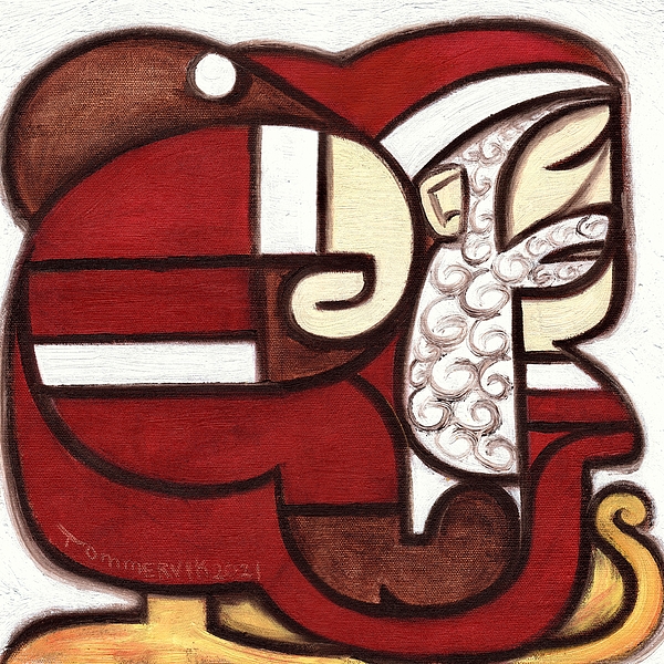 Santas Red Christmas Sleigh Art Print  by Tommervik