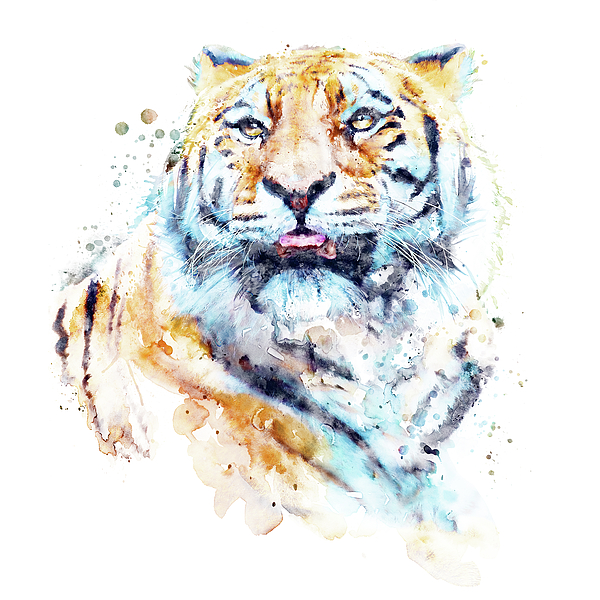 Siberian Tiger Looking Up Painting by Marian Voicu