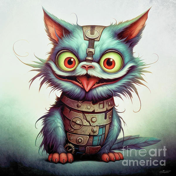 Steampunk Cat Owl Digital Art by Jutta Maria Pusl