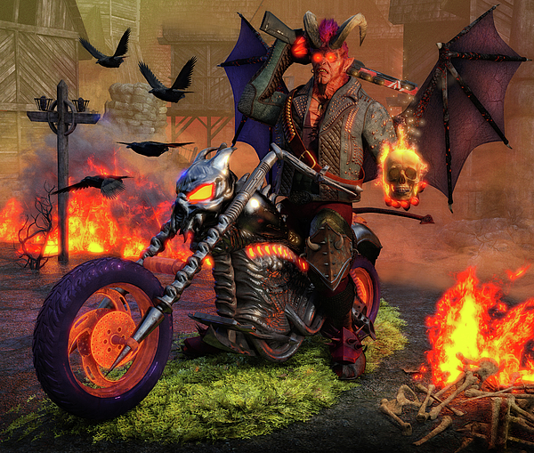 The New Hell on Wheels - Fantasy digital art Digital Art by Stephan Grixti