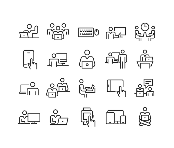 Using Computers Icons - Classic Line Series Drawing by -victor- Using Computers Icons - Classic Line Series Drawing by -victor-