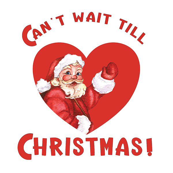 Vintage Christmas Santa Heart - Cant Wait Digital Art by Bob Pardue