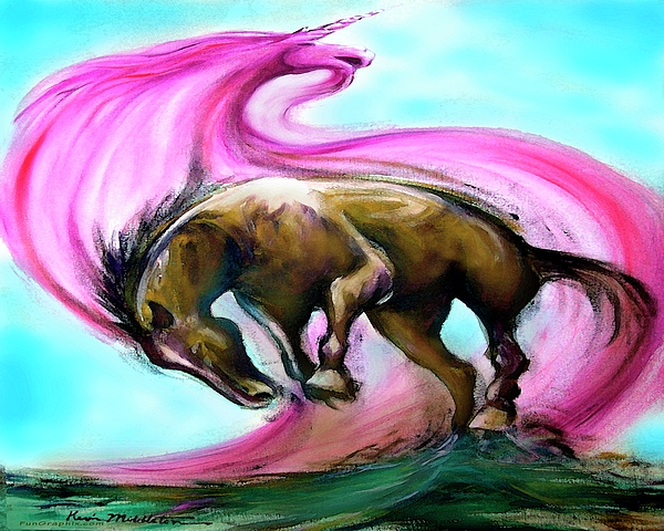 Unicorn Painting - What If... by Kevin Middleton