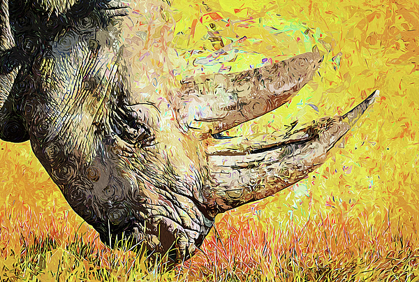 White rhinoceros Painting by AM FineArtPrints