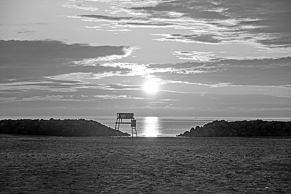 Winthrop Beach Winthrop Shore Reservation Sunrise Winthrop MA Black and WHite Photograph by Toby McGuire