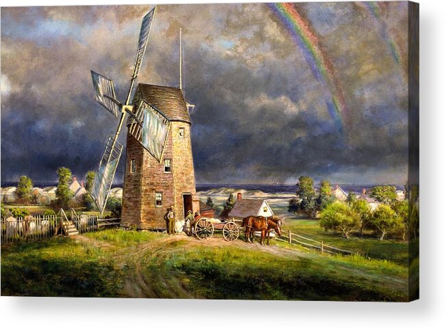 Painting Acrylic Print featuring the painting Old Hook Mill, East Hampton by Mountain Dreams