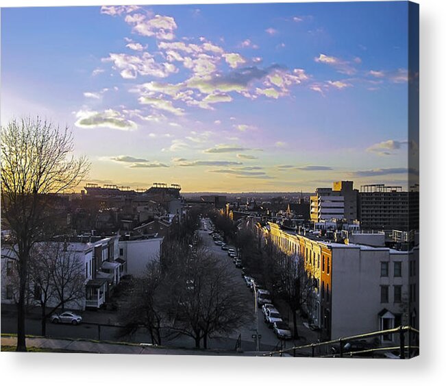 2d Acrylic Print featuring the photograph Sunset Row Homes by Brian Wallace