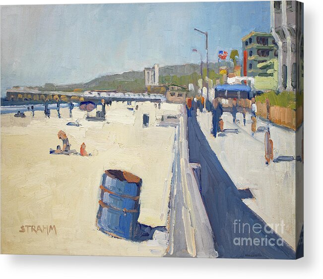 Crystal Pier Acrylic Print featuring the painting Pier View - Pacfic Beach, San Diego, California by Paul Strahm
