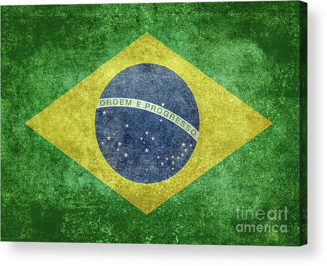 Brazil Acrylic Print featuring the digital art Brazilian Flag of Brazil by Sterling Gold
