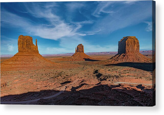 © 2017 Lou Novick All Rights Reversed Acrylic Print featuring the photograph The Mittens and Merrick Butte by Lou Novick