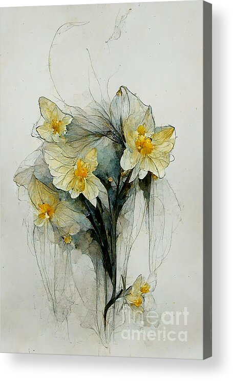 Series Acrylic Print featuring the digital art Daffodils #12 by Sabantha