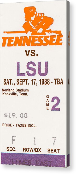 Lsu Acrylic Print featuring the mixed media 1988 Tennessee vs. LSU by Row One Brand