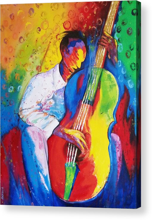 Tunde Acrylic Print featuring the painting Chilln by Tunde Afolayan-Famous