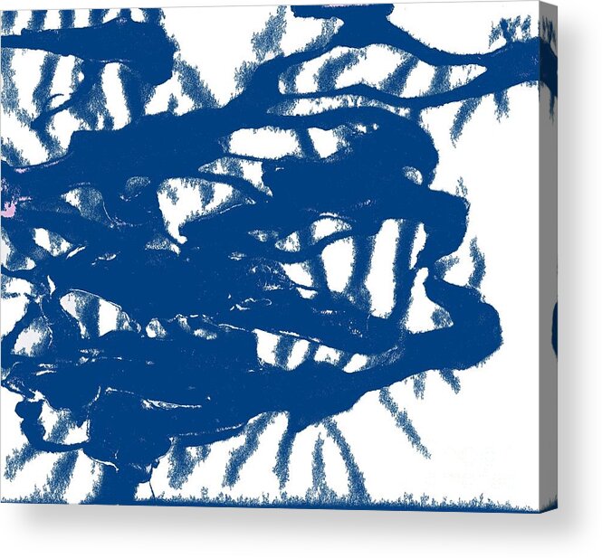 Coronavirus Acrylic Print featuring the painting Blue Sponged Splatter Abstract Art Painting by Joseph Baril