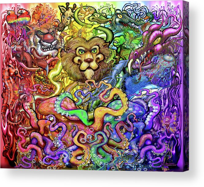 Animal Acrylic Print featuring the digital art Rainbow of Animals by Kevin Middleton