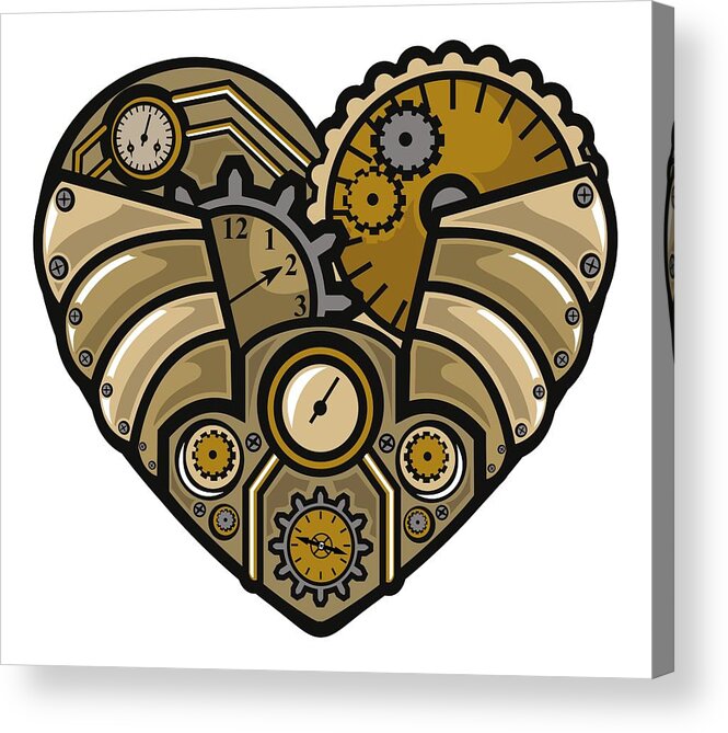 Steampunk Acrylic Print featuring the digital art Steampunk Heart by Long Shot