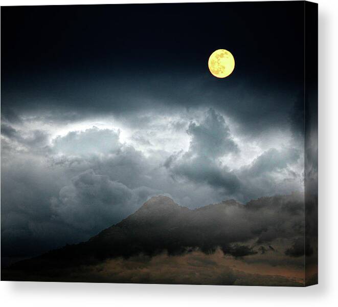 Limited Time Promotion: Full Moon Over Borrego Stretched Canvas Print by Hugh Smith