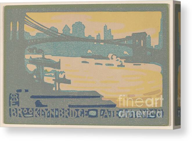  Canvas Print featuring the painting Brooklyn Bridge Late Afternoon by Rachael Robinson Elmer