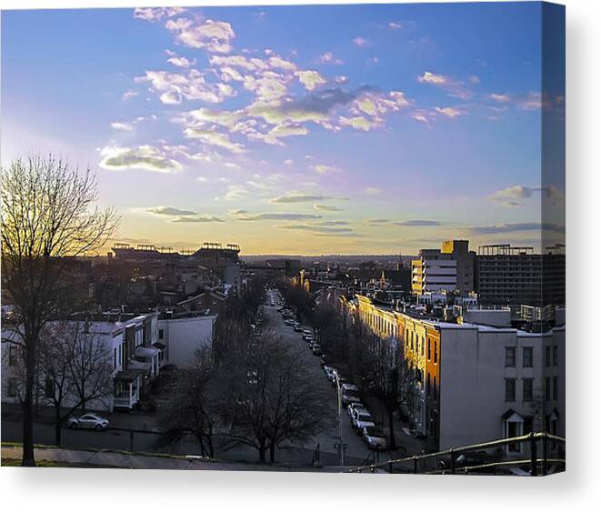 2d Canvas Print featuring the photograph Sunset Row Homes by Brian Wallace