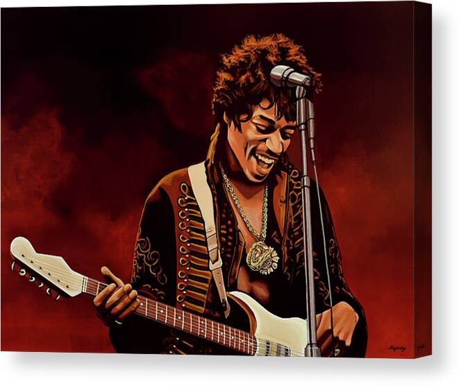 Jimi Hendrix Canvas Print featuring the painting Jimi Hendrix Painting by Paul Meijering