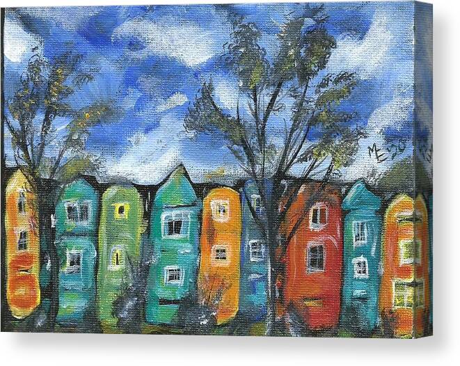Neighborhood Painting Canvas Print featuring the painting Neighborhood by Monica Resinger