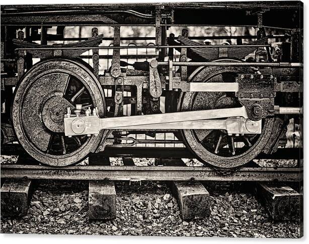 Limited Time Promotion: Locomotion Bw Stretched Canvas Print by Heather Applegate