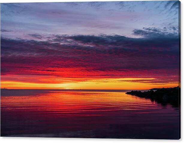 Limited Time Promotion: Sunrise Fire Stretched Canvas Print by Rich Kovach