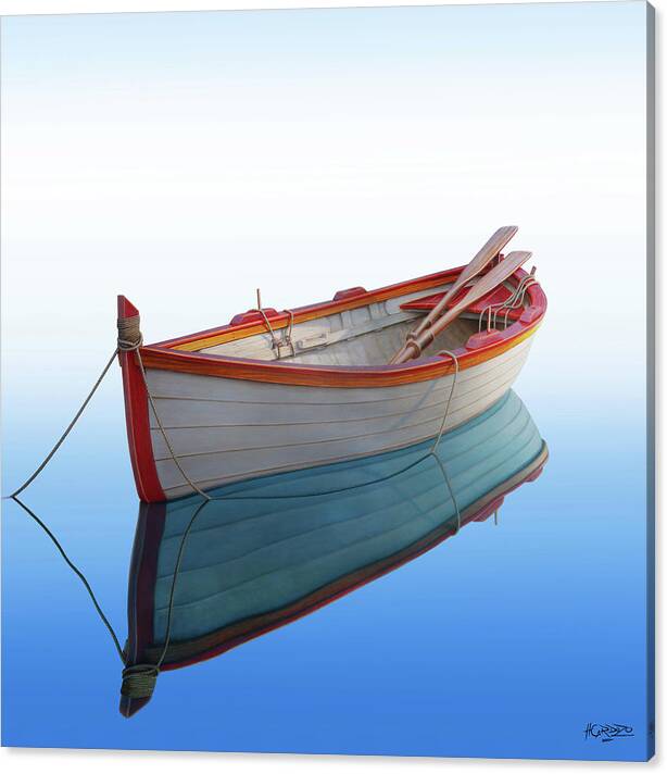 Limited Time Promotion: Boat In A Tranquil Bay Stretched Canvas Print by Horacio Cardozo