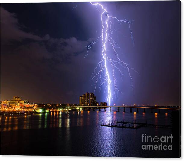 Limited Time Promotion: Raining Bolt 40x30 Stretched Canvas Print by Quinn Sedam