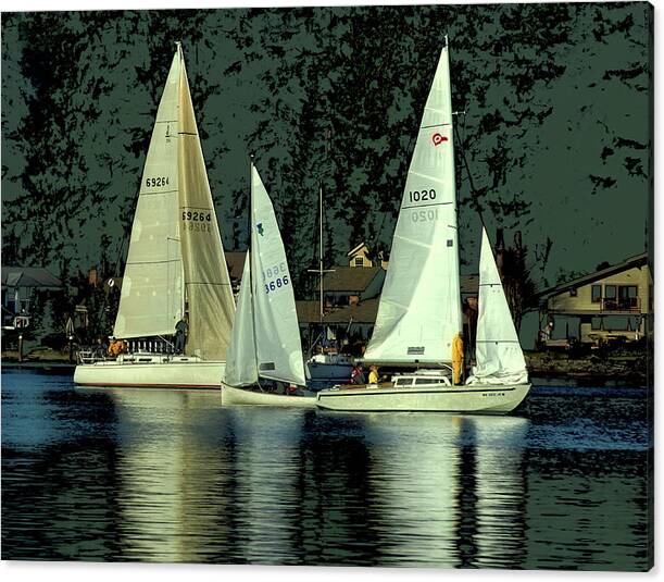 Limited Time Promotion: Sailing The Harbor Stretched Canvas Print by David Patterson