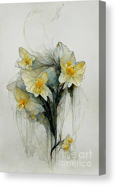 Series Canvas Print featuring the digital art Daffodils #12 by Sabantha