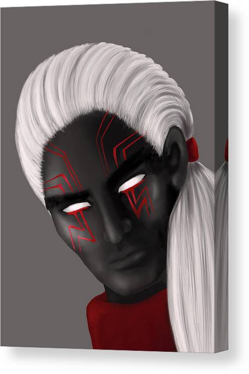 Dark Canvas Print featuring the digital art Dark Wizard Character White Face Tattoos by Boriana Giormova