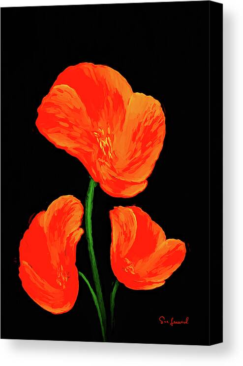 Botanical Canvas Print featuring the photograph Poppy with texture by Sue Leonard