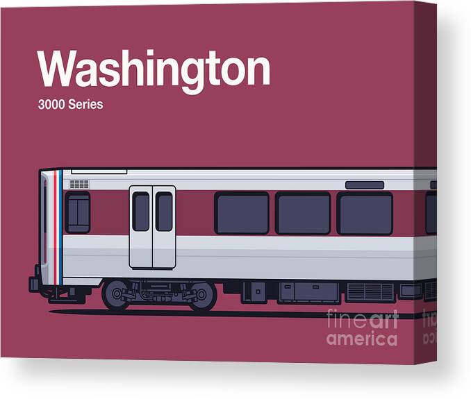 World Train Canvas Print featuring the digital art Washington 3000 Series USA World Train Side Maroon by Organic Synthesis